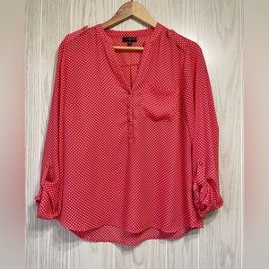 The Limited Light Red and White Polkadots Blouse Size Medium EUC